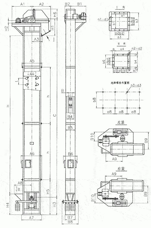 常見的TD、TH、NE斗提機(jī)標(biāo)準(zhǔn)地腳孔參數(shù)